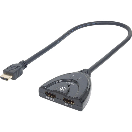 Manhattan 207416 2 Port HDMI-Switch LED-Anzeige, 3D-Wiedergabe möglich, vergoldete Steckkontakte 1080 Pixel