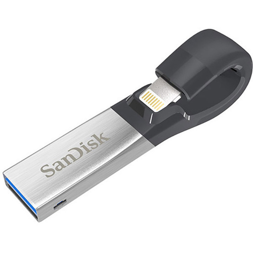 SanDisk USB-Zusatzspeicher Smartphone/Tablet iXpand™ Schwarz/Silber 128 GB USB 3.0, Lightning