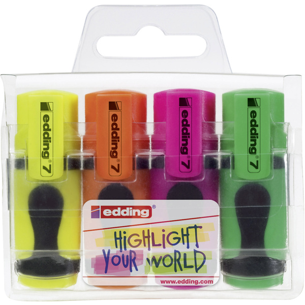 Edding Textmarker 7 4-7-4 4 St./Pack. Neongelb, Neongrün, Neonorange, Neonpink 1 mm, 3 mm 4