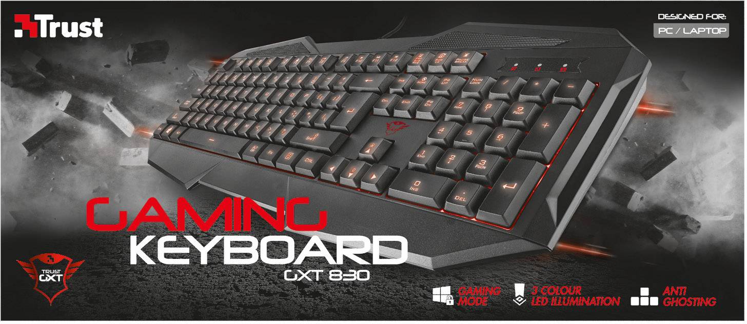 Trust GXT 830 USB Gaming-Tastatur Beleuchtet Deutsch, QWERTZ, Windows® Schwarz