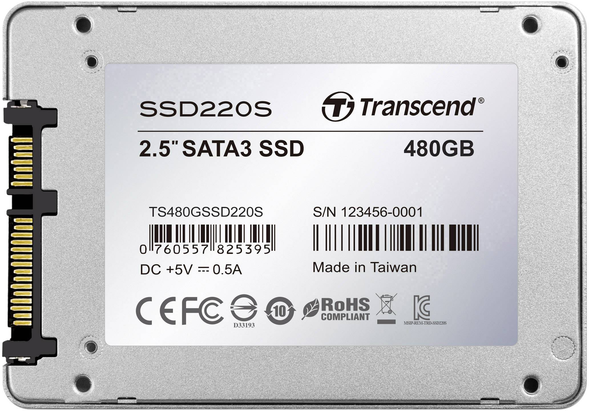 Transcend 220S 480GB Interne SATA SSD 6.35cm (2.5 Zoll) SATA 6 Gb/s Retail TS480GSSD220S