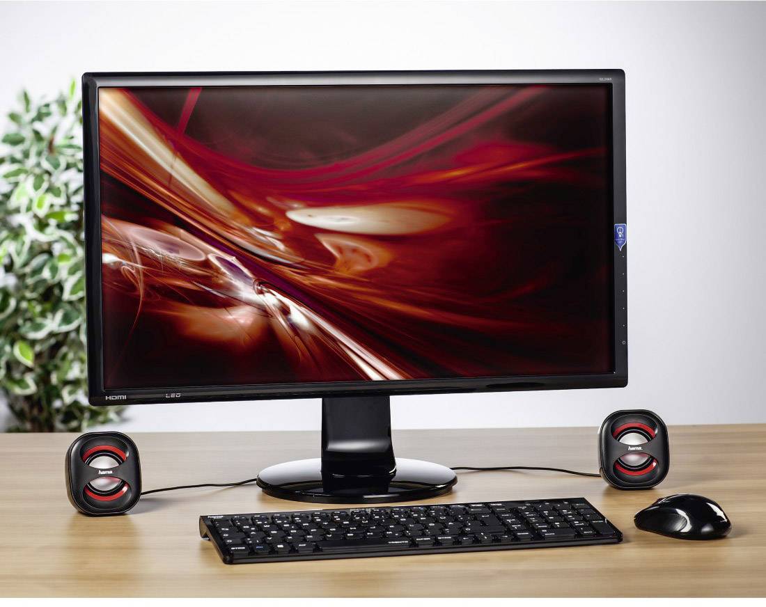 Hama Sonic Mobil 183 2.0 PC-Lautsprecher Kabelgebunden 3W Schwarz, Rot