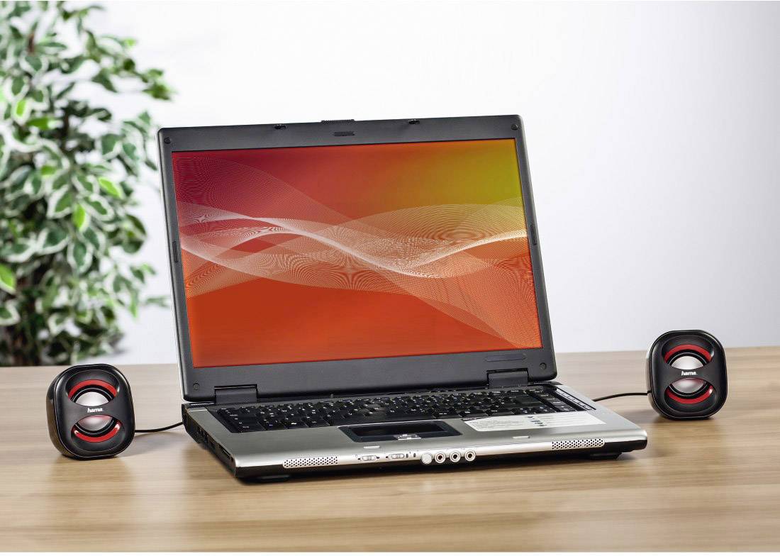 Hama Sonic Mobil 183 2.0 PC-Lautsprecher Kabelgebunden 3 W Schwarz, Rot