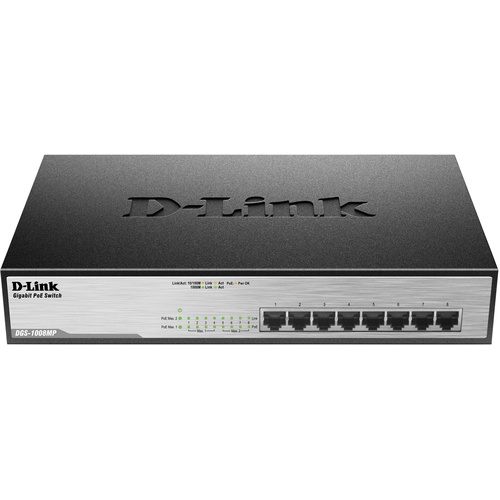D-Link DGS-1008MP Netzwerk Switch 8 Port 1 GBit/s PoE-Funktion