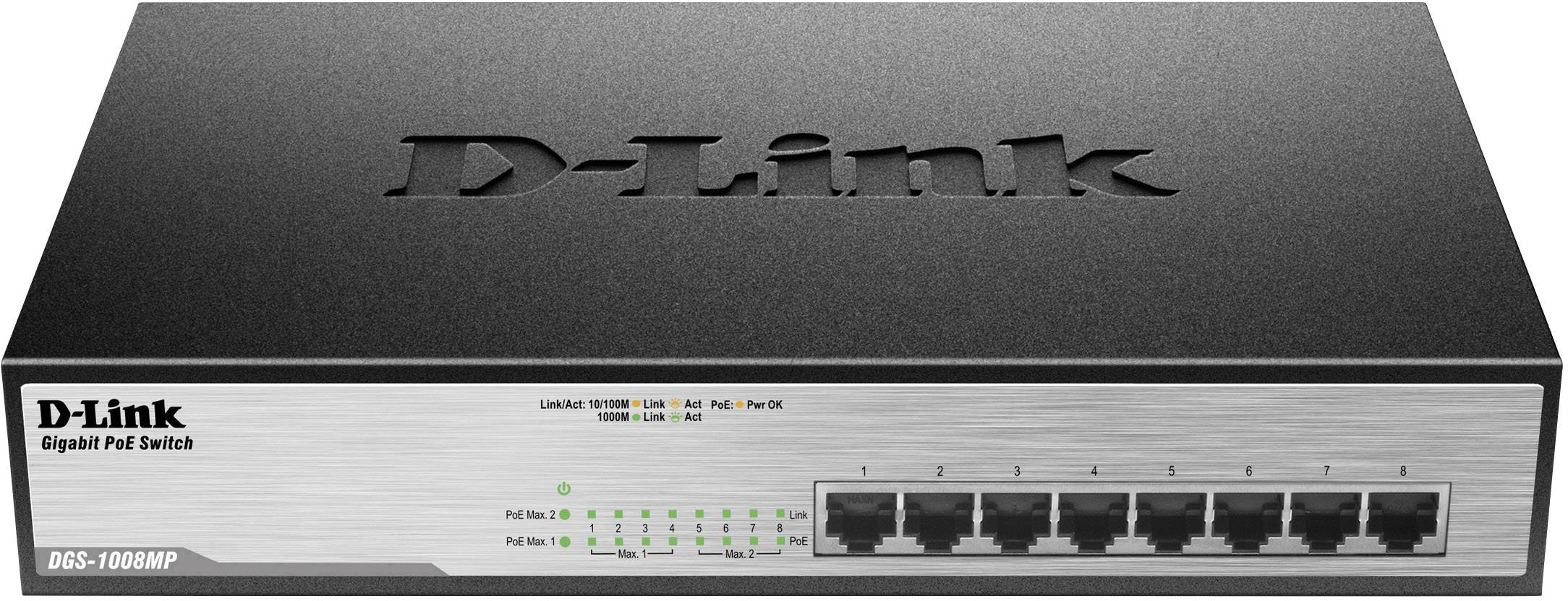 D-Link DGS-1008MP Netzwerk Switch DGS-1008MP 8 Port 1 GBit/s PoE-Funktion