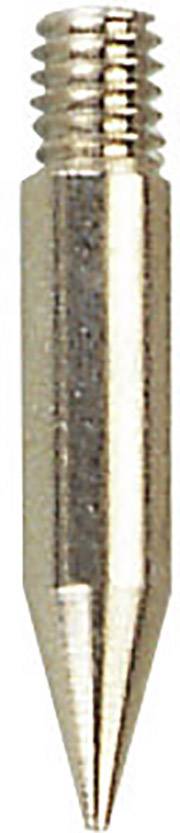 Nahaufnahme einer scharfen Metallspitze mit Gewinde an einem Ende, möglicherweise Teil eines Werkzeugs oder Geräts.