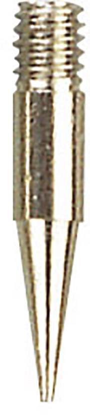 Nahaufnahme einer Metallspitze mit Schraubgewinde, vermutlich Teil eines Werkzeugs oder Schreibutensils.