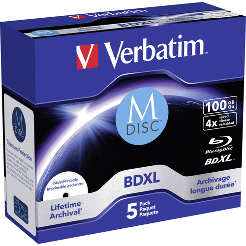 Blu-ray M-DISC vierge Verbatim 43834 100 GB 1 pc(s) jewelcase imprimable