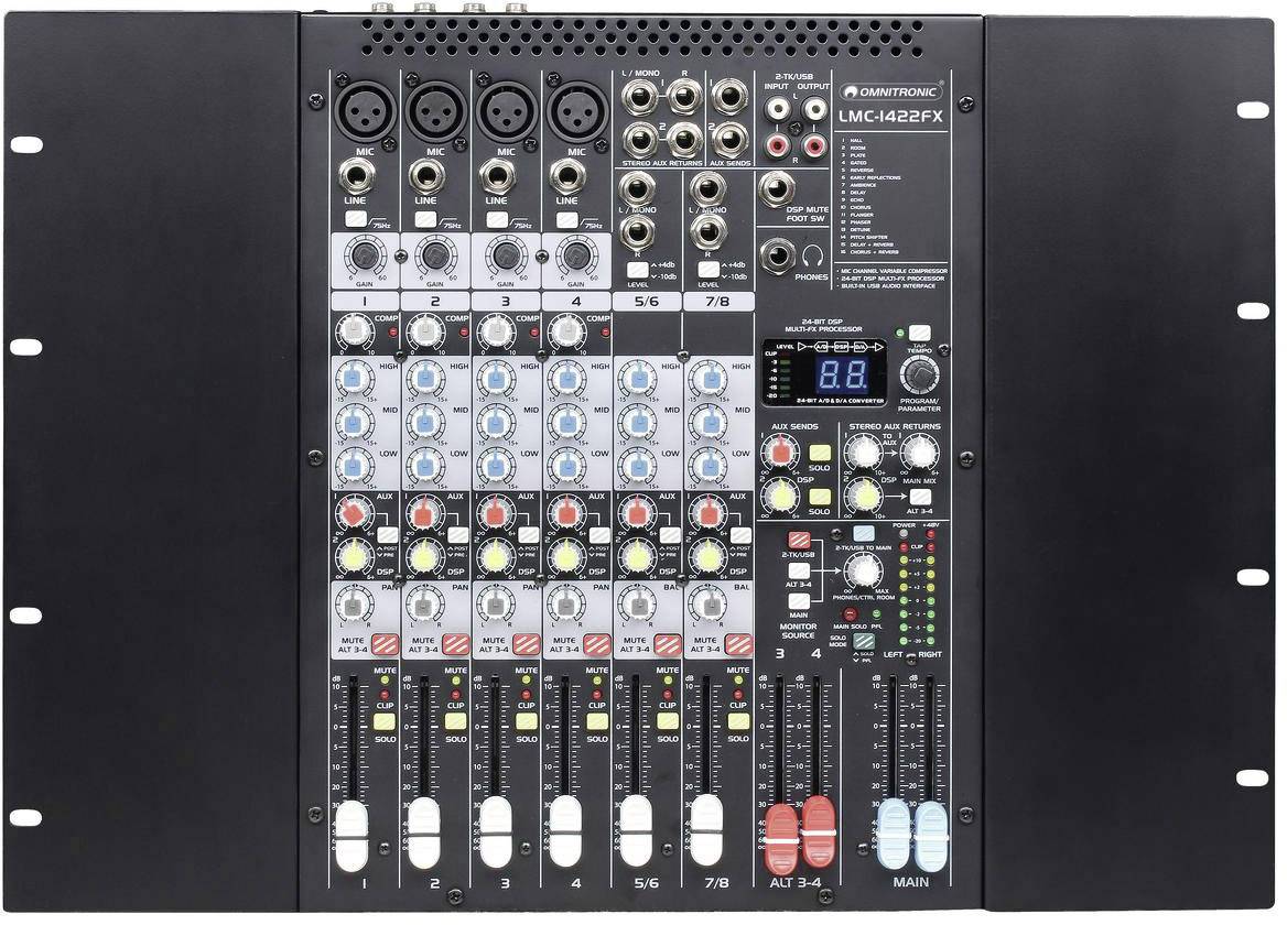Omnitronic LMC-1422FX Konsolen-Mischpult Anzahl Kanäle:8 USB-Anschluss