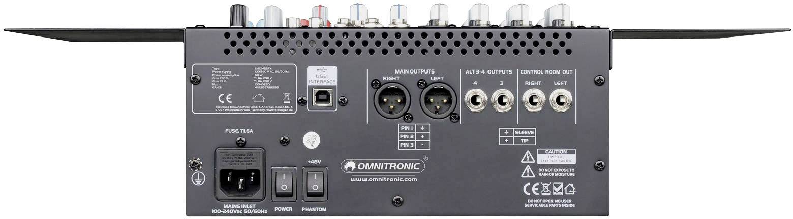 Omnitronic LMC-1422FX Konsolen-Mischpult Anzahl Kanäle:8 USB-Anschluss