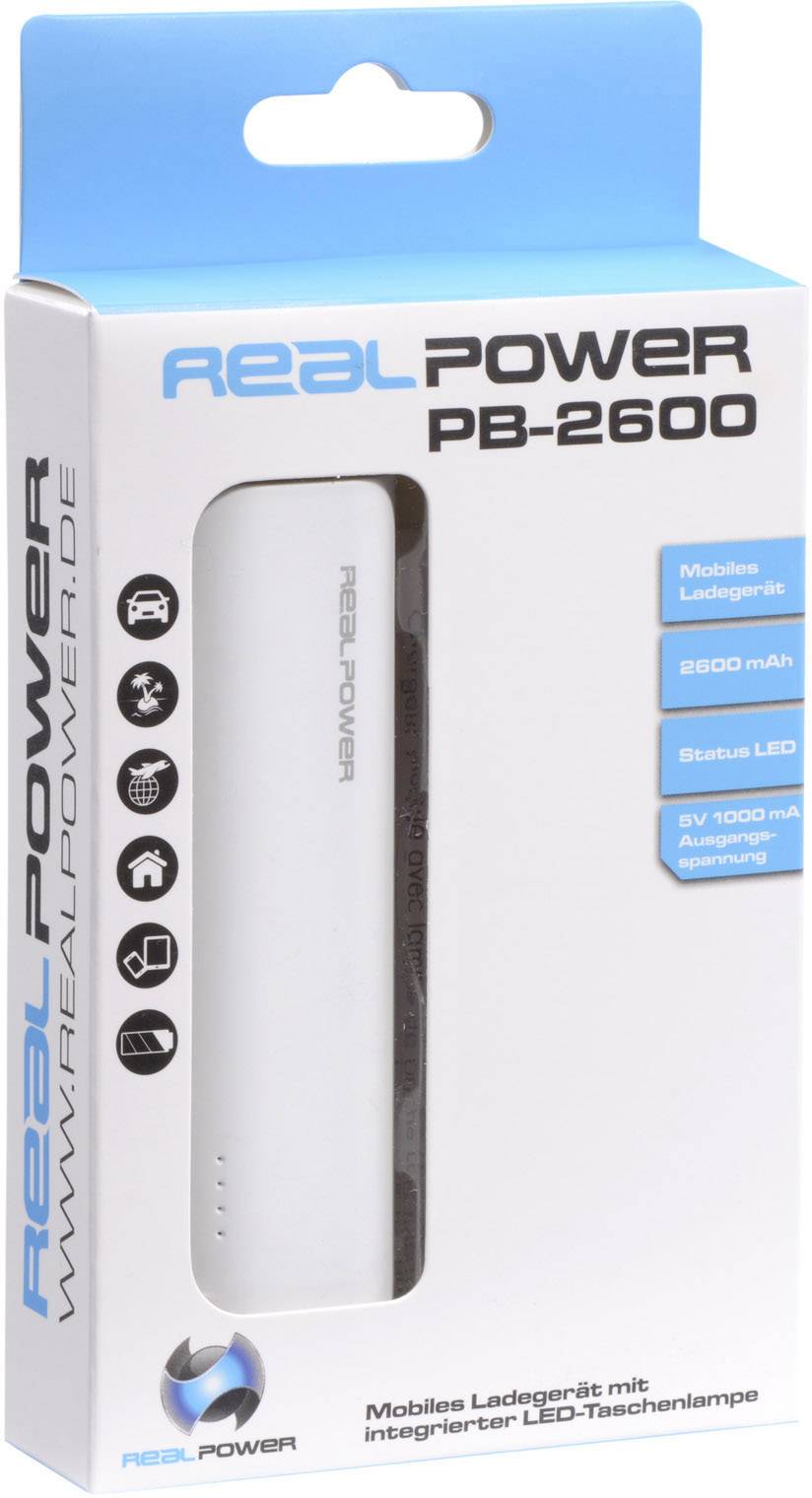 REALPOWER POWERBANK PB-2600 WEISS