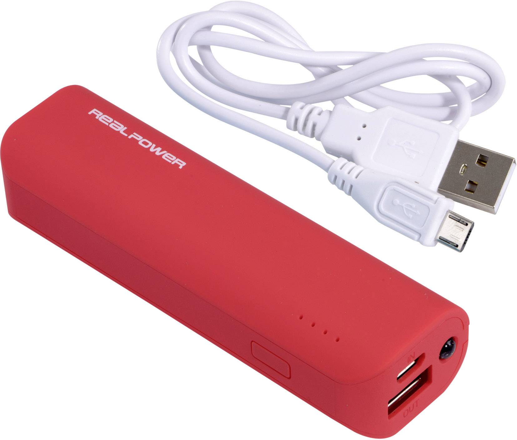 RealPower PB-2600 Powerbank 2600 mAh Li-Ion Rot