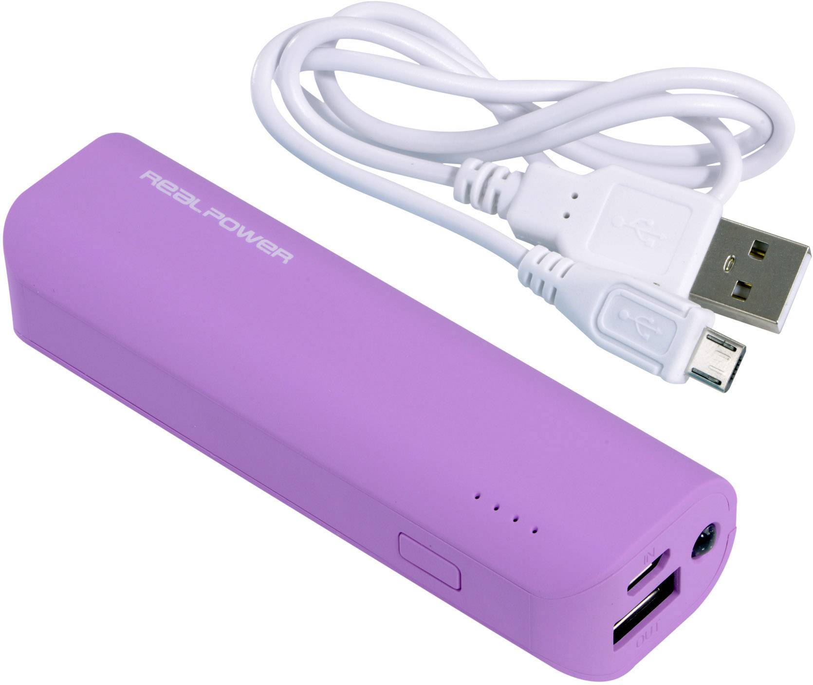 RealPower PB-2600 Powerbank 2600 mAh Li-Ion Lila