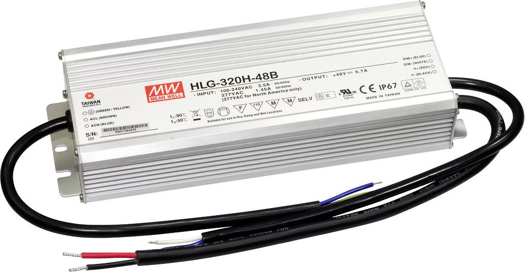 Mean Well MW HLG-320H-48B LED-Treiber, LED-Trafo Konstantspannung, Konstantstrom 321 W 6.7 A 24 - 4
