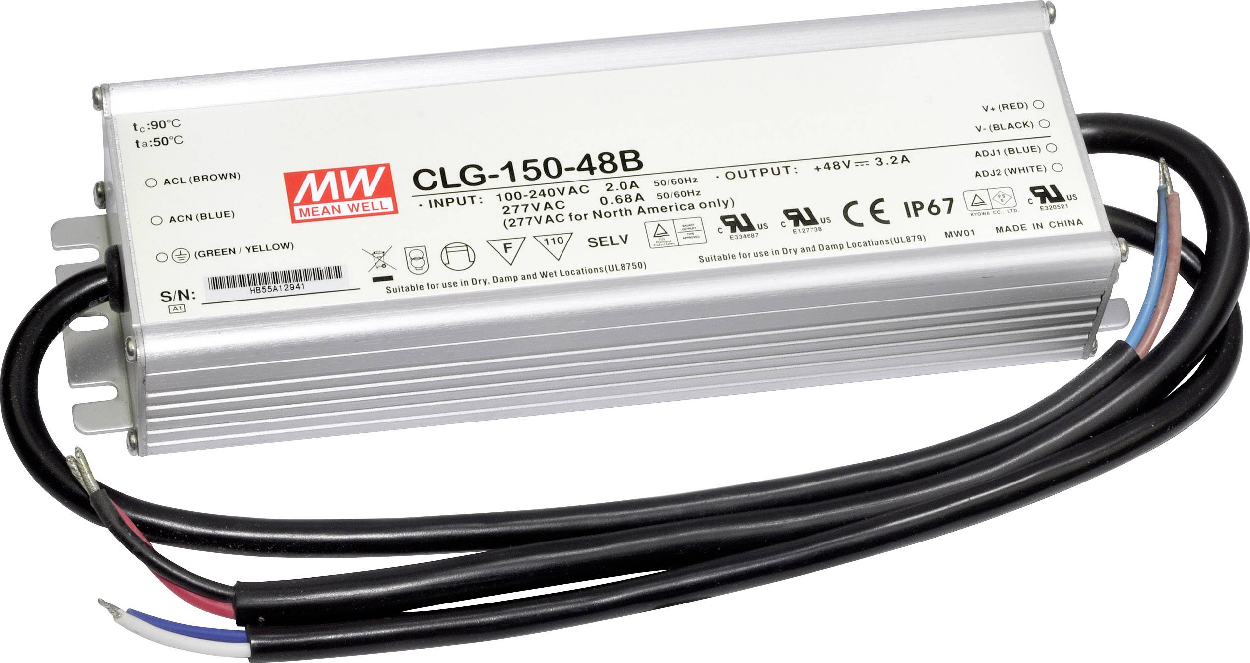 MW Mean Well CLG-150-48B LED-Treiber, LED-Trafo Konstantspannung, Konstantstrom 153.6 W 0 - 3.2 A 36 - 48 V/DC dimmbar, PFC-Schaltkreis, Überlastsch