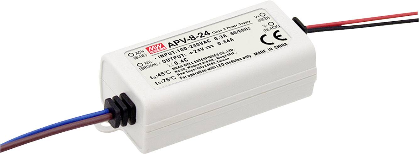 Mean Well APV-8-24 LED-Trafo Konstantspannung 8 W 0 - 0.34 A 24 V/DC nicht dimmbar, Überlastschutz