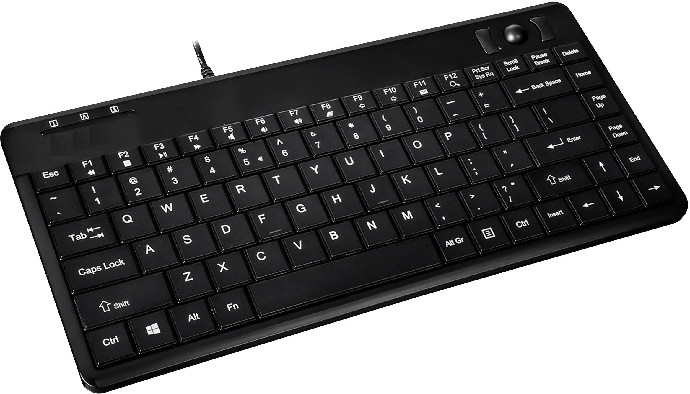 Perixx PERIBOARD-505HPDE USB Tastatur Deutsch, QWERTZ Schwarz Integrierter Trackball, USB-Anschluss