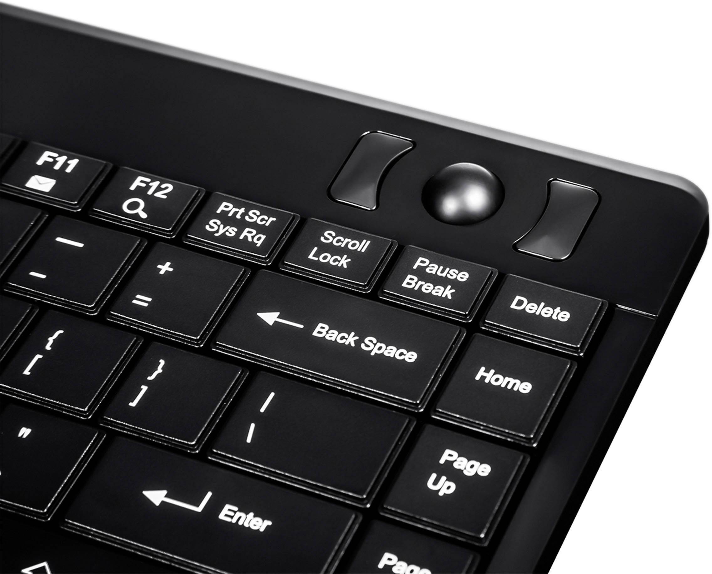 Perixx PERIBOARD-505HPDE USB Tastatur Deutsch, QWERTZ Schwarz Integrierter Trackball, USB-Anschluss