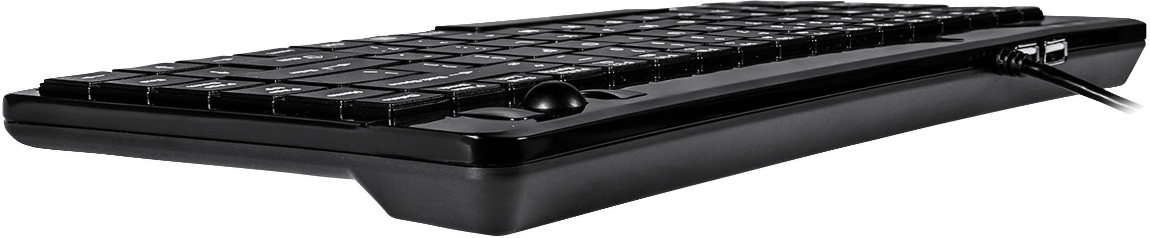 Perixx PERIBOARD-505HPDE USB Tastatur Deutsch, QWERTZ Schwarz Integrierter Trackball, USB-Anschluss