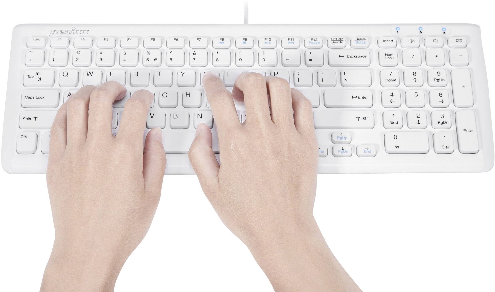 Perixx PERIDUO-303WDE USB Tastatur, Maus-Set Deutsch, QWERTZ Weiß