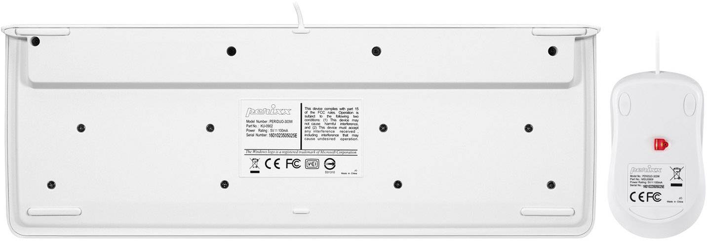 Perixx PERIDUO-303WDE USB Tastatur, Maus-Set Deutsch, QWERTZ Weiß