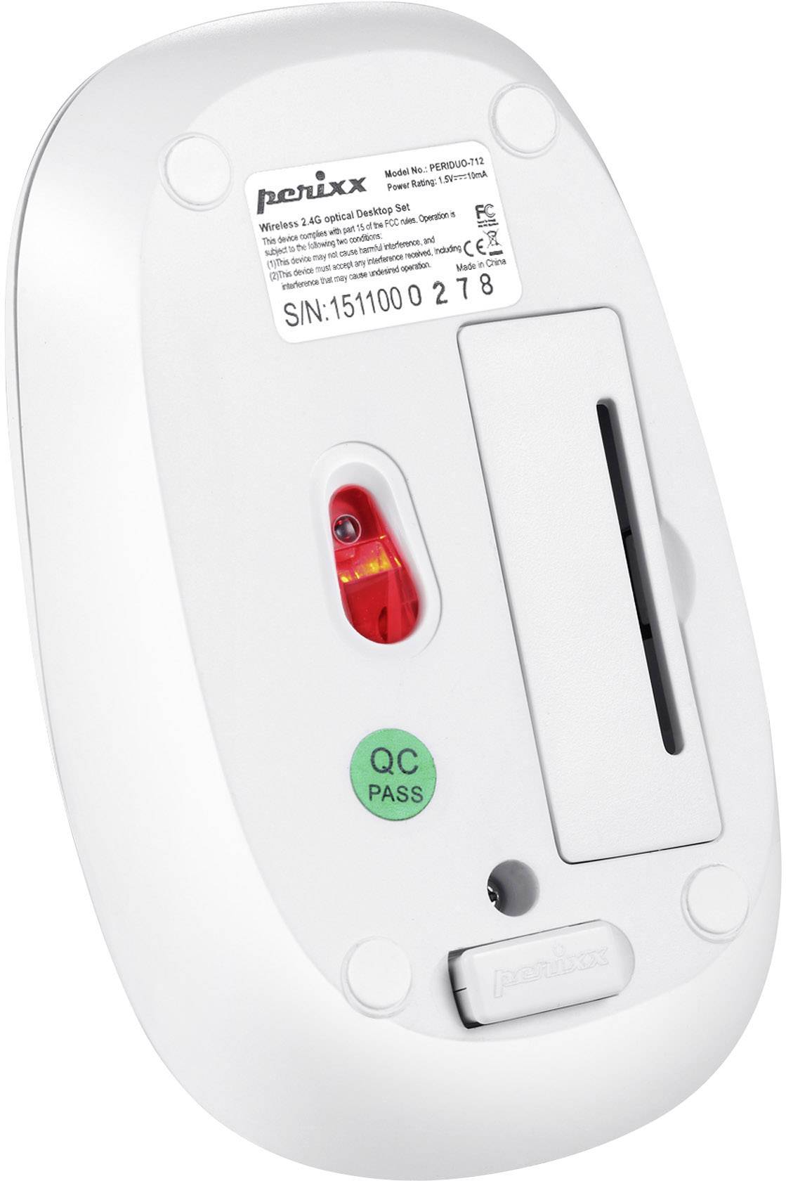 Perixx PERIDUO-712WDE Funk Tastatur, Maus-Set Deutsch, QWERTZ Weiß