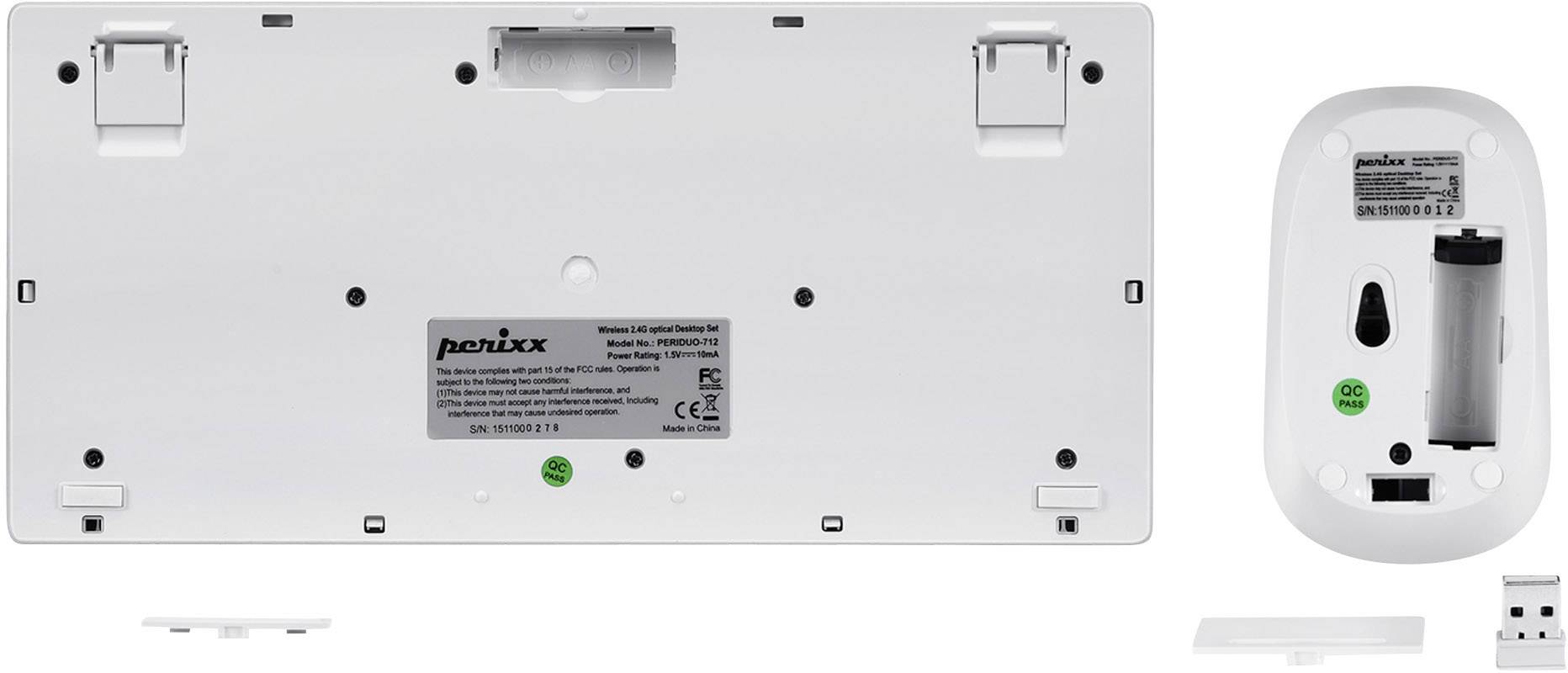 Perixx PERIDUO-712WDE Funk Tastatur, Maus-Set Deutsch, QWERTZ Weiß