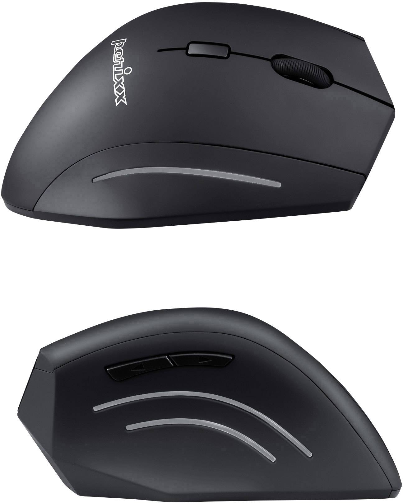 Perixx Perimice-608 Ergonomische Maus Funk Optisch Schwarz 6 Tasten 1600 dpi Ergonomisch, Integriertes Scrollrad