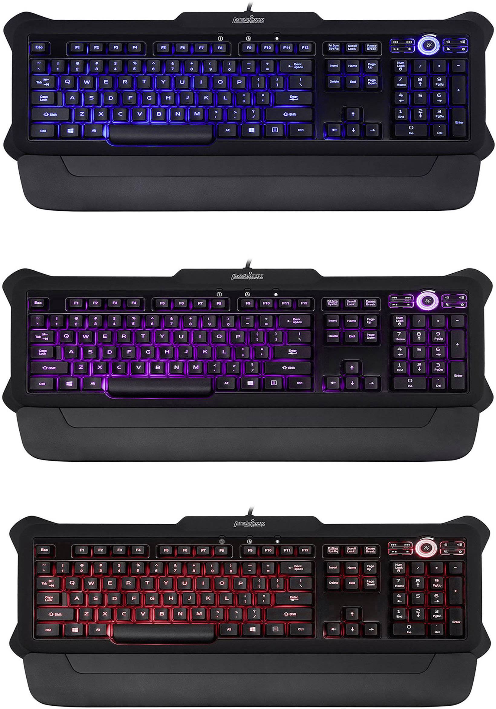 Perixx PX-1100DE USB Gaming-Tastatur Beleuchtet, Handballenauflage Deutsch, QWERTZ, Windows® Schwarz