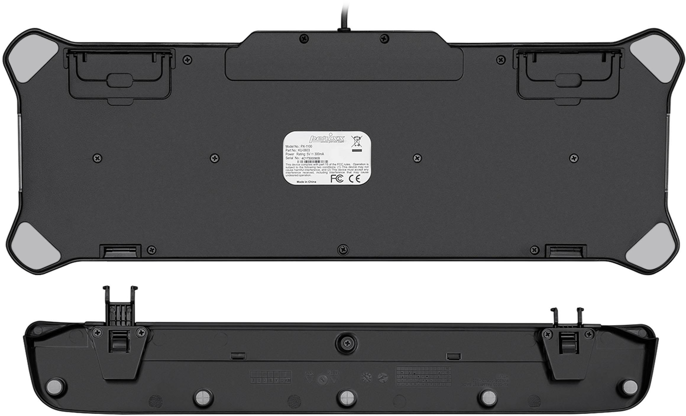 Perixx PX-1100DE USB Gaming-Tastatur Beleuchtet, Handballenauflage Deutsch, QWERTZ, Windows® Schwarz