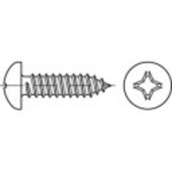 TOOLCRAFT 1068156 Raised head self-tapping screw 2.9 mm 25 mm Phillips DIN 7981 Stainless steel A4 1000 pc(s)