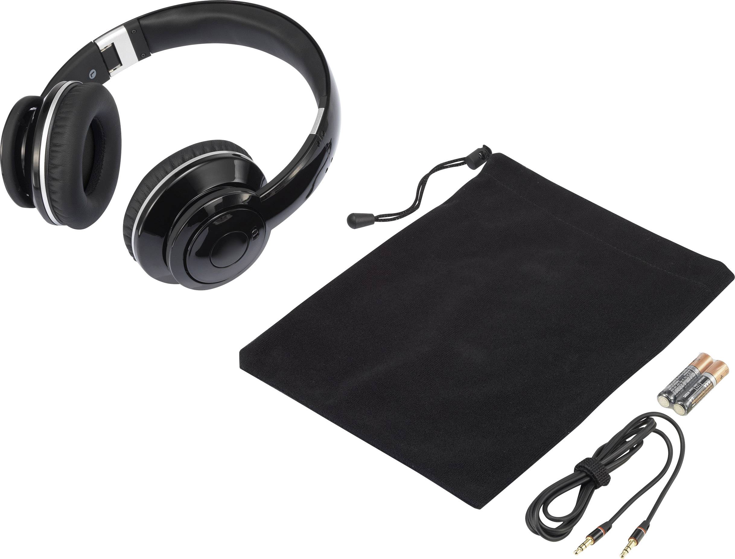 Renkforce HP02 Over Ear Kopfhörer kabelgebunden Schwarz Noise Cancelling Faltbar, Headset
