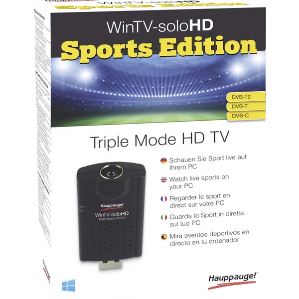 Hauppauge WinTV-soloHD Sports Edition TV-Stick mit DVB-T Antenne, Aufnahmefunktion Anzahl Tuner: 1 Hauppauge WinTV-soloHD Sports Edition TV-Stick mit DVB-T Antenne, Aufnahmefunktion Anzahl Tuner: 1
