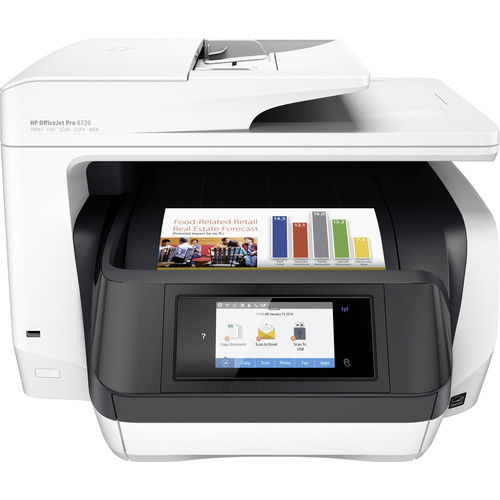 HP OfficeJet Pro 8720 All-in-One Farb Tintenstrahl Multifunktionsdrucker A4 Drucker, Scanner, Kopierer, Fax LAN, WLAN, Duplex