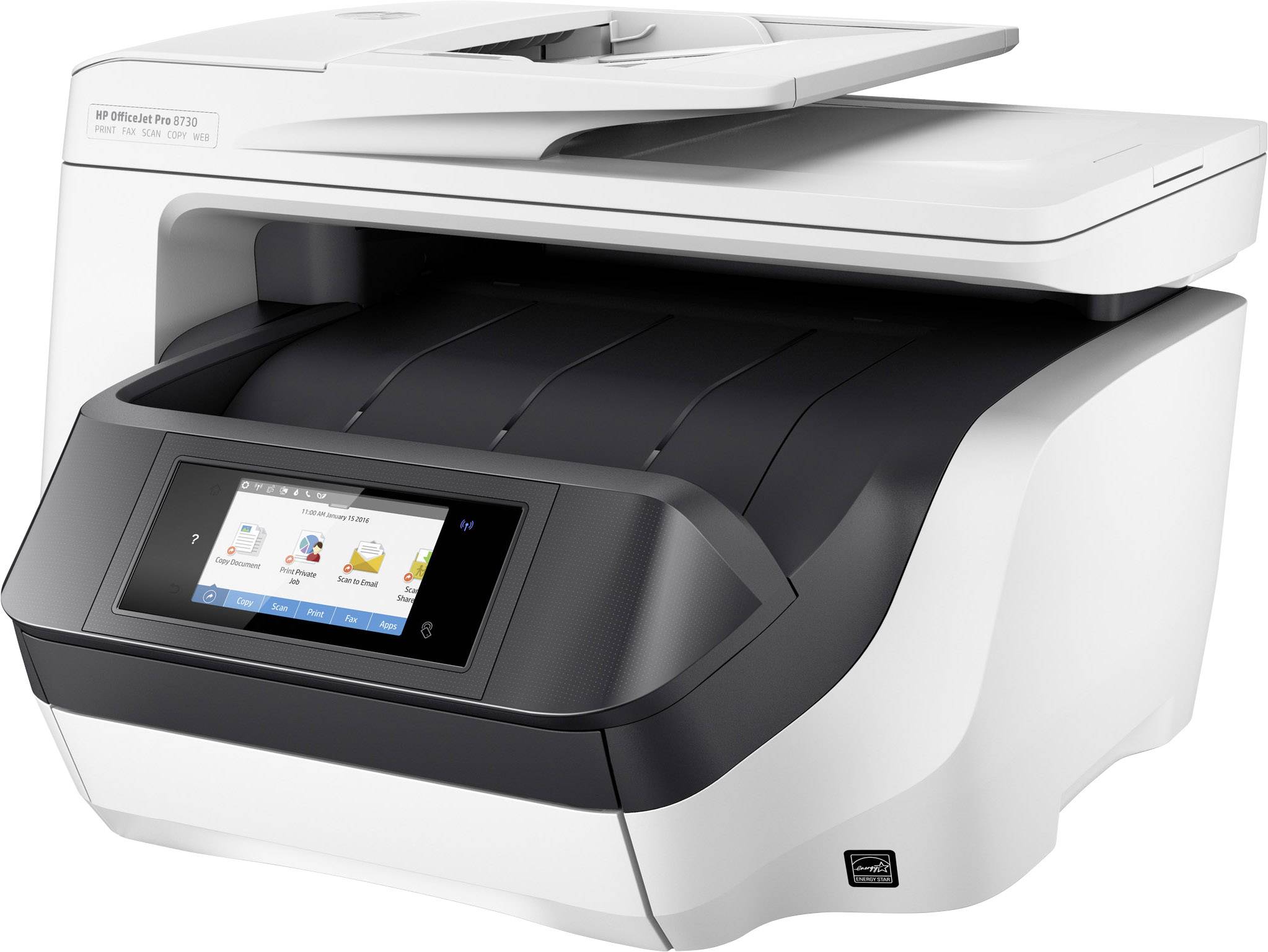 HP OfficeJet Pro 8730 All-in-One Multifunktionsdrucker Tintenstrahl Farbe A4 Drucker, Scanner, Kopierer, Fax LAN, WLAN, Duplex, Duplex-ADF