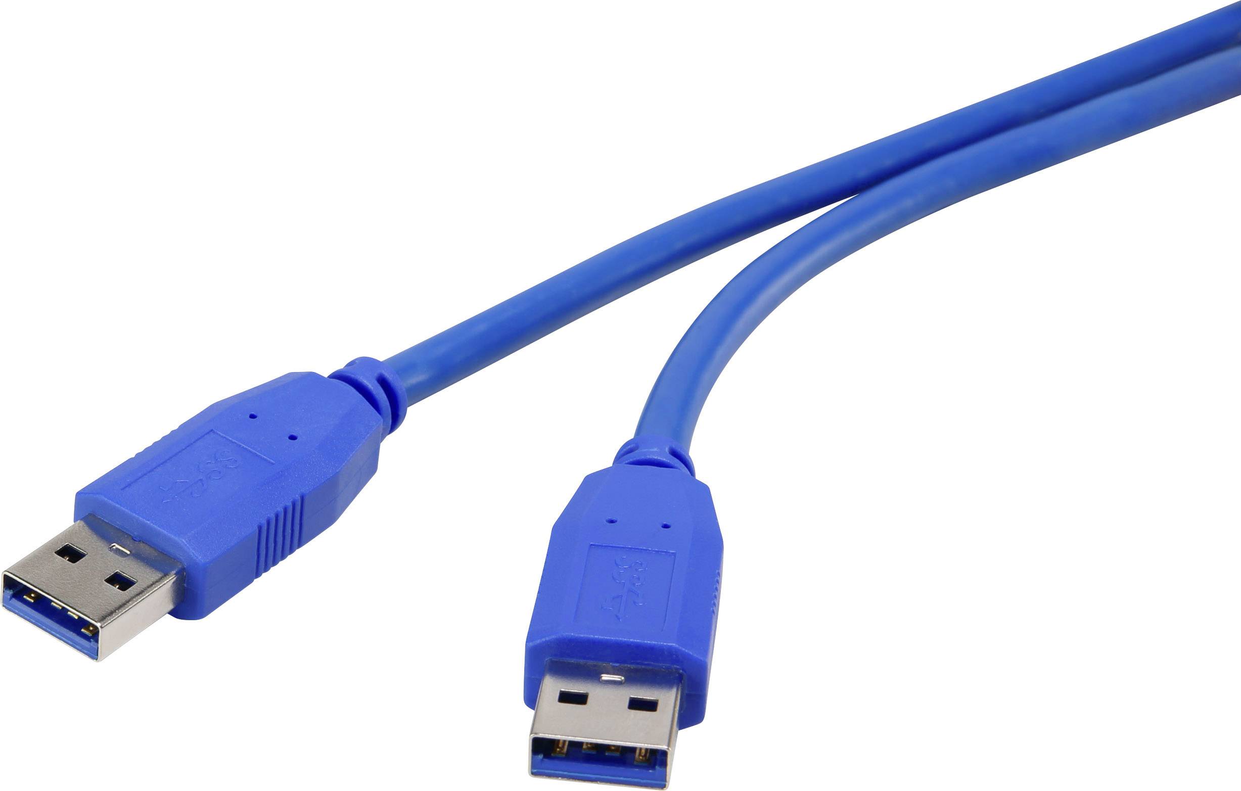 Renkforce USB-Kabel USB 3.2 Gen1 USB-A Stecker, USB-A Stecker 1.00m Blau vergoldete Steckkontakte RF-4369446