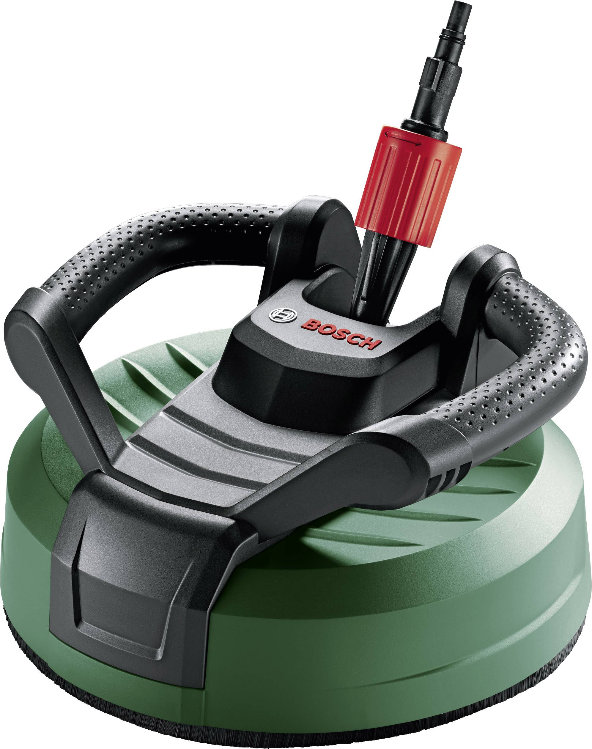 Grüner Hochdruckreiniger-Aufsatz von Bosch mit zwei ergonomischen Griffen und einem roten Steckanschluss. Ideal für effiziente Reinigung.