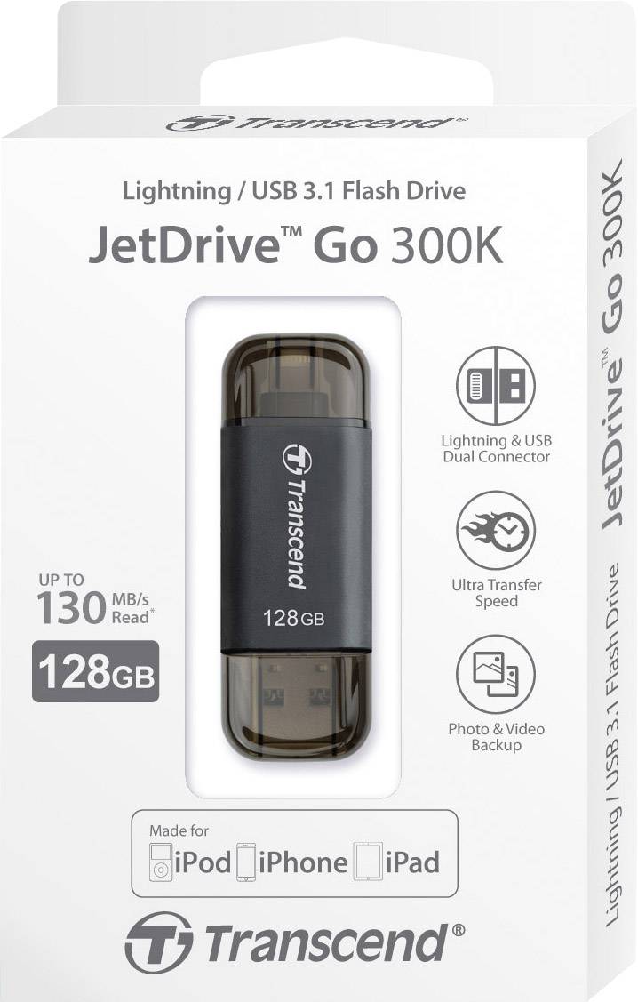 Transcend JetDrive™ Go 300 USB-Zusatzspeicher Smartphone/Tablet Gold 128 GB USB 3.1, Apple Lightnin