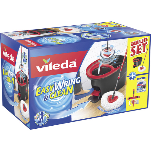 Vileda Turbo EasyWring & Clean Komplett-Set mit Wischmop und Eimer sowie extra Classic Ersat