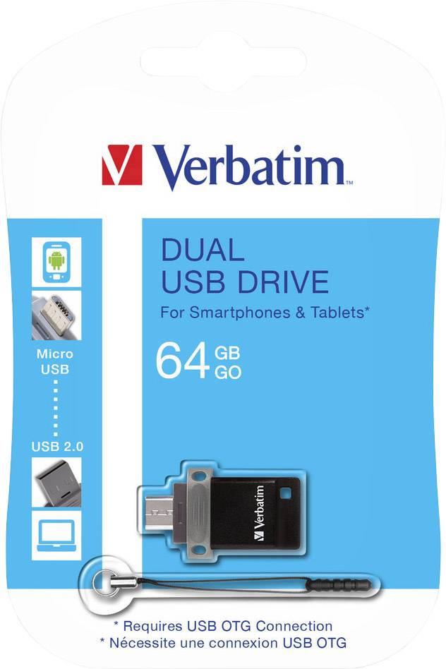 Verbatim Dual Drive USB-Zusatzspeicher Smartphone/Tablet 64GB USB 2.0, Micro USB 2.0