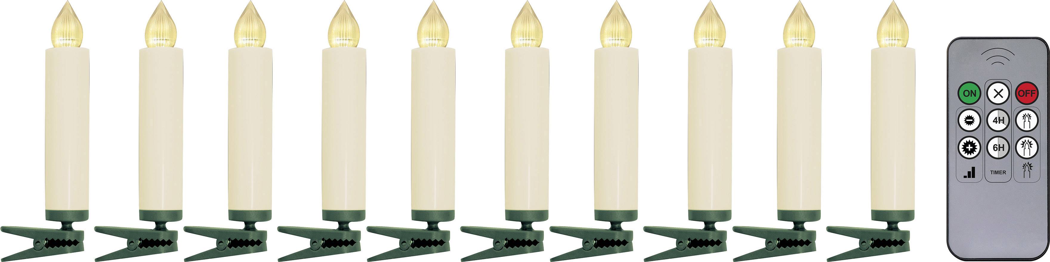 Polarlite PL-8388735 Funk-Weihnachtsbaum-Beleuchtung Kerze Innen batteriebetrieben Anzahl Leuchtmittel 10 LED Warmweiß