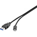 Renkforce USB-Kabel USB 3.2 Gen1 (USB 3.0 / USB 3.1 Gen1) USB-A Stecker, USB-C® Stecker 1.00m Schwarz vergoldete Steckkontakte