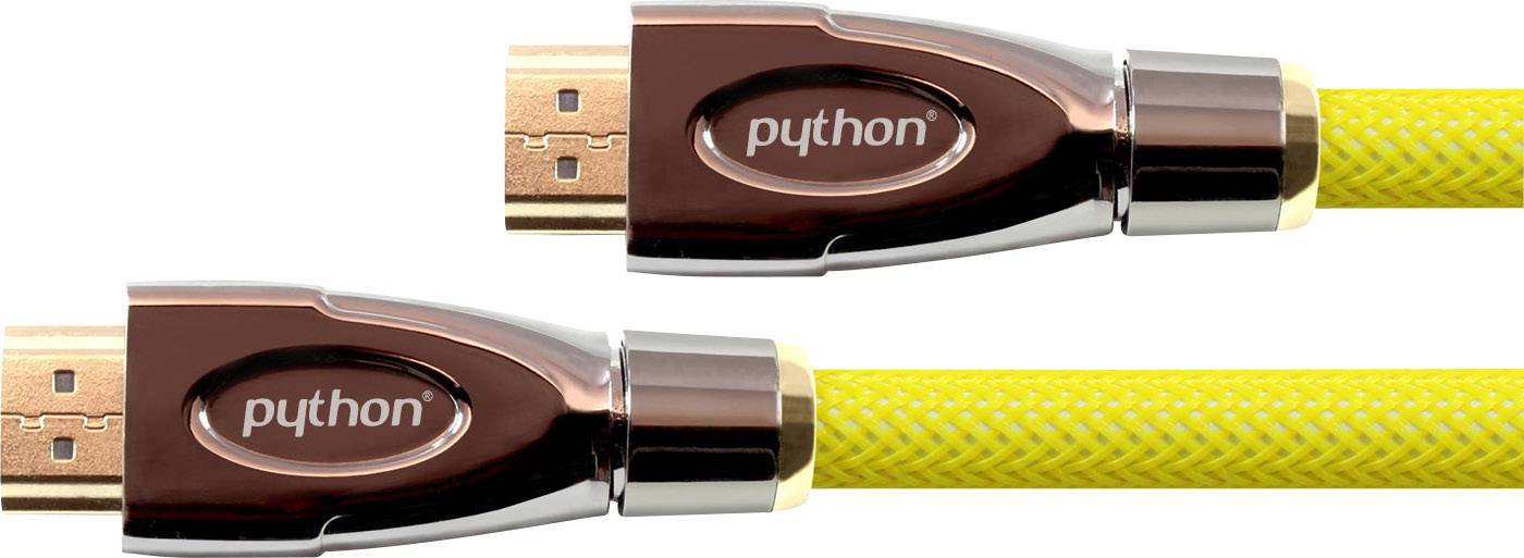 Python HDMI Anschlusskabel 30.00 m Gelb GC-M0035 4K UHD, vergoldete Steckkontakte, Aluminium-Stecker HDMI-Kabel