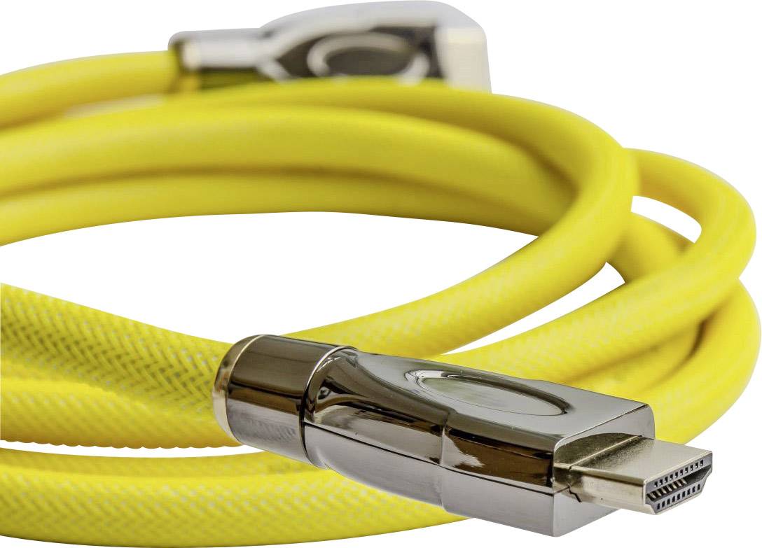 Python HDMI Anschlusskabel 25.00 m Gelb GC-M0034 4K UHD, vergoldete Steckkontakte, Aluminium-Stecker HDMI-Kabel