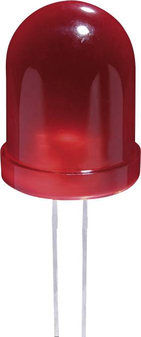 Eine rote Leuchtdiode (LED) mit zwei Metallanschlüssen zur elektronischen Verbindung.