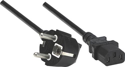 Manhattan Strom Anschlusskabel [1x Schutzkontakt-Stecker - 1x Kaltgeräte-Buchse C13] 1.80 m Schwarz