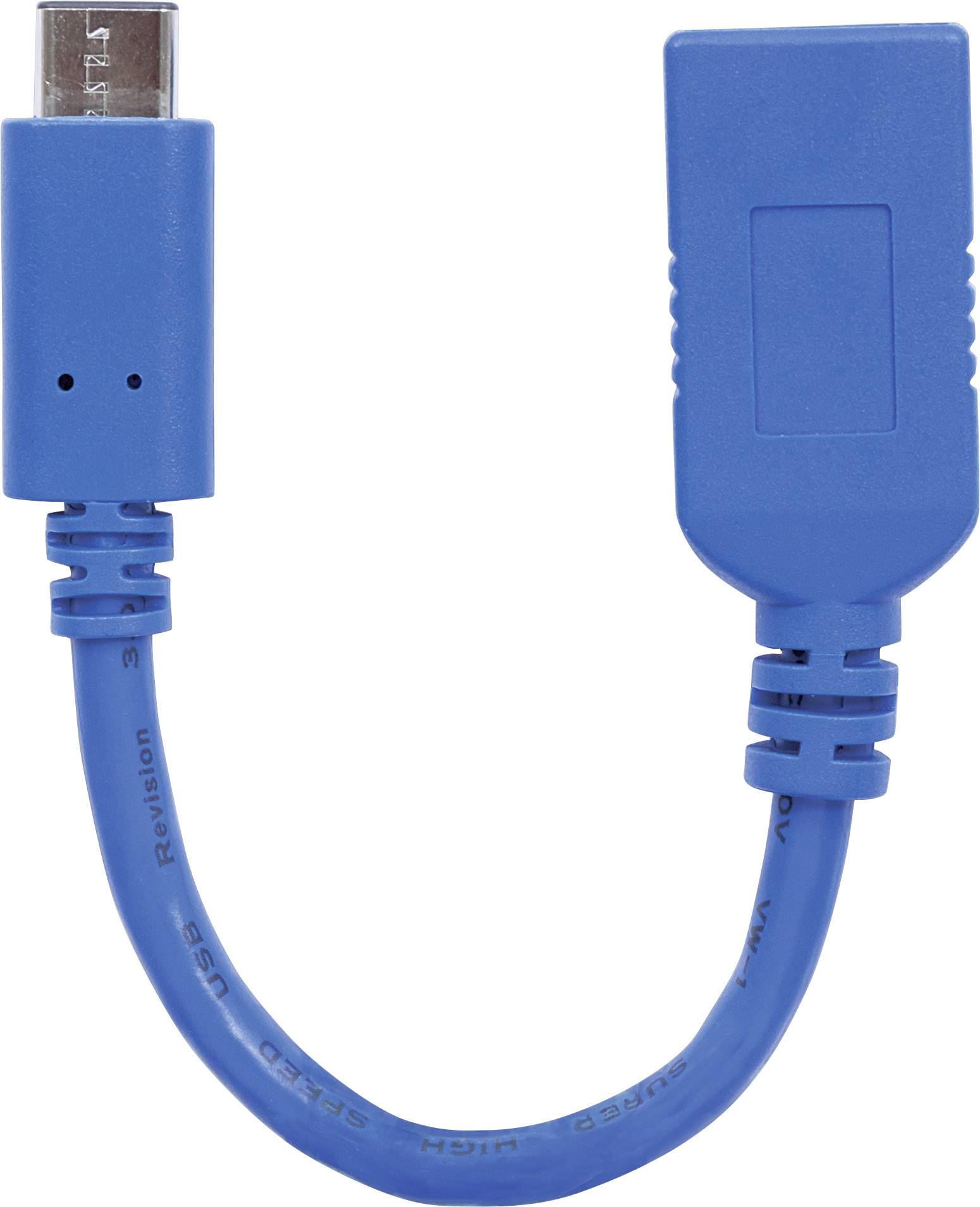Manhattan USB 2.0, USB 3.2 Gen 1 (USB 3.0) Adapter [1x USB 3.2 Gen 1 Buchse A (USB 3.0) - 1x USB-C® Stecker] 353540 15.00cm