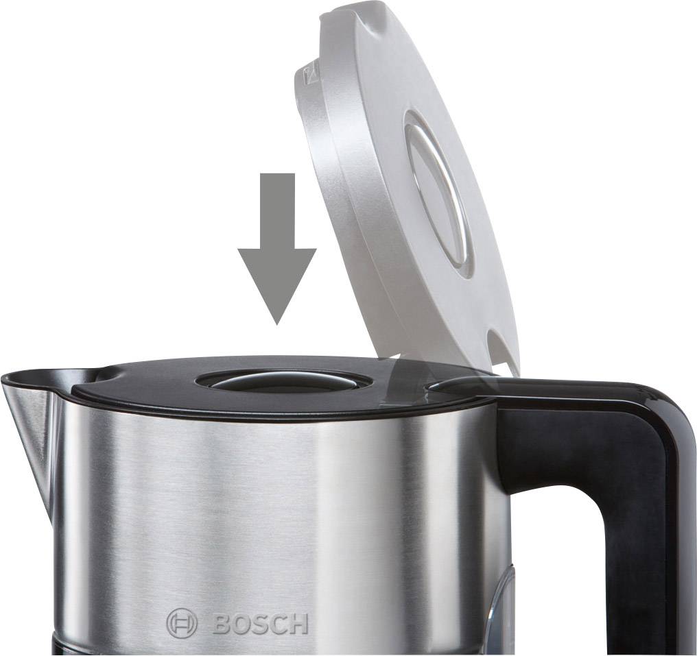 Bosch Haushalt TWK8613P Wasserkocher Schwarz, Edelstahl (gebürstet) Fassungsvermögen: 1500 ml