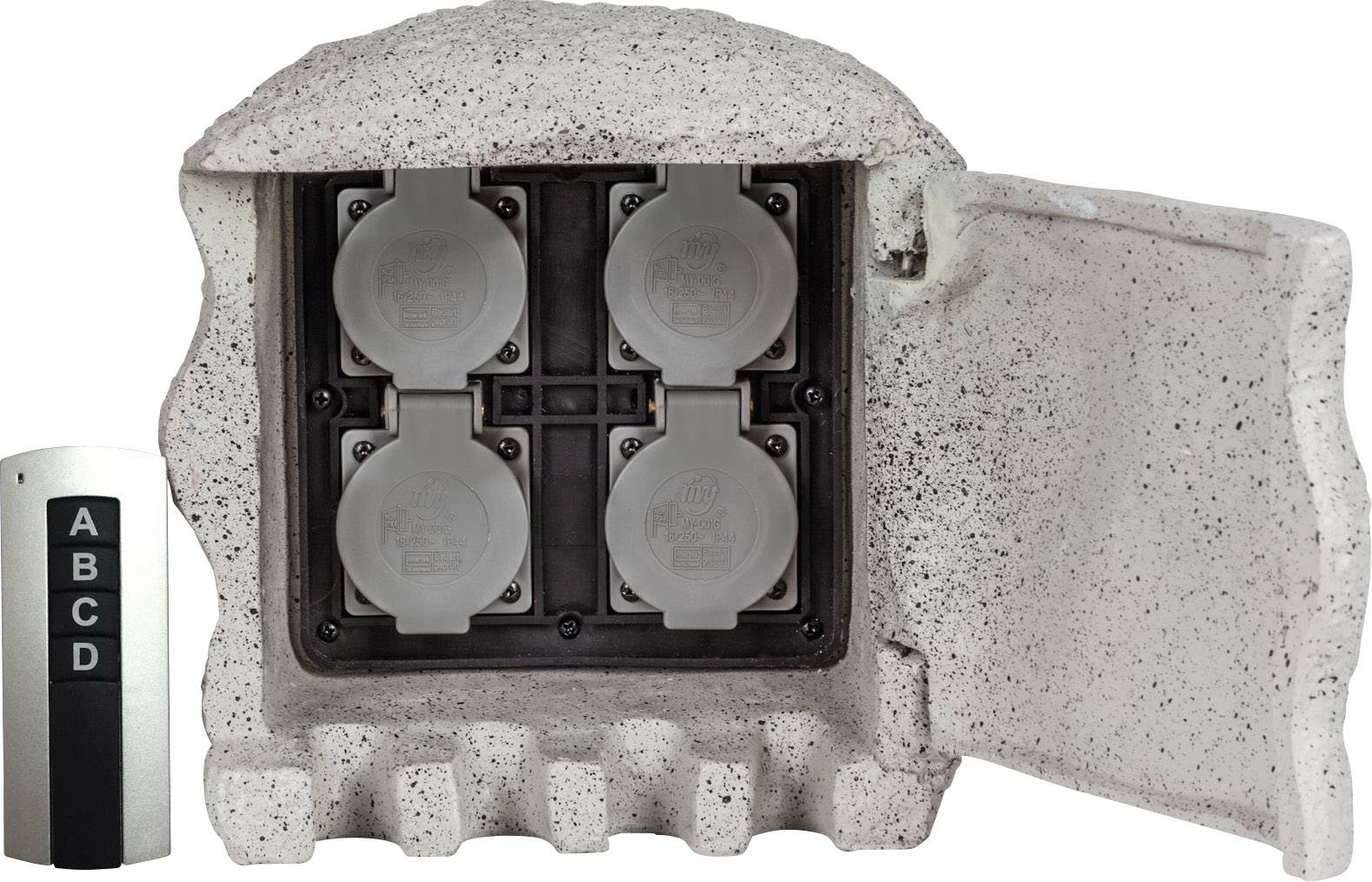 Heitronic 37504 Gartensteckdose 4fach Grau mit ...