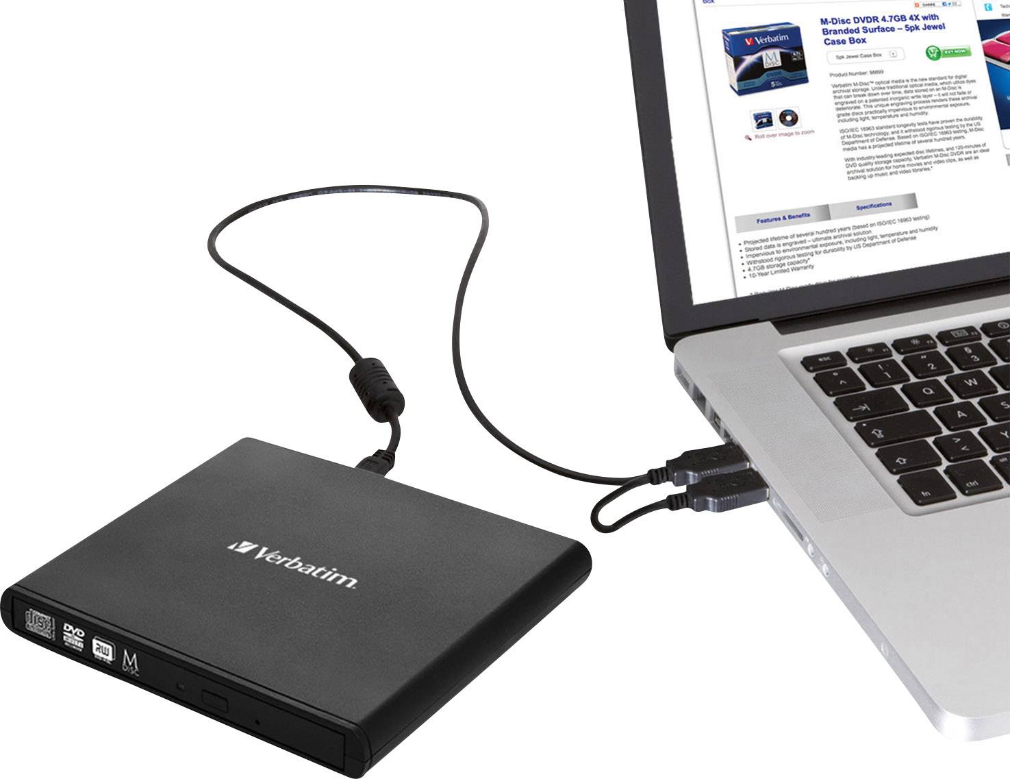 Verbatim 98938 DVD-Brenner Extern Retail USB-A (USB 2.0) Schwarz